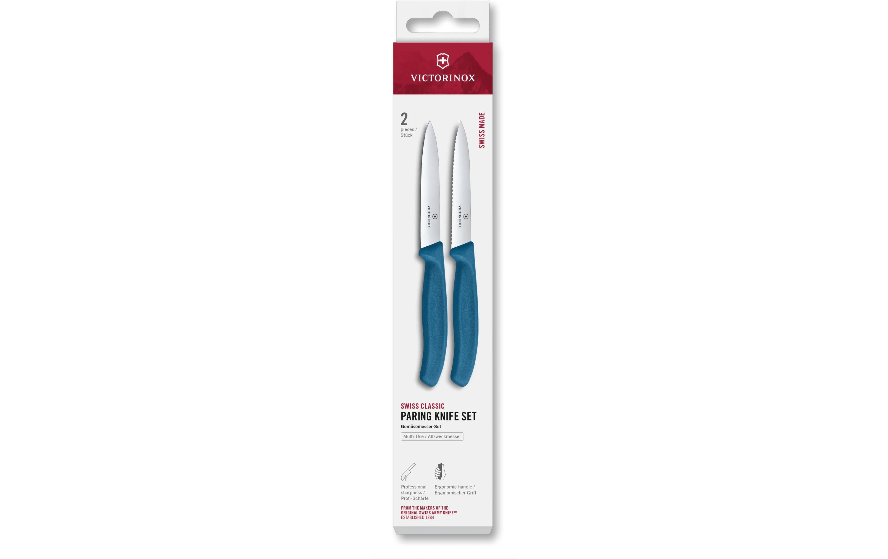 Messer-Set Swiss Classic, 10 cm, Blau, 2 StückSchälmesser-Set mit gerader und mit gezackter Schneide