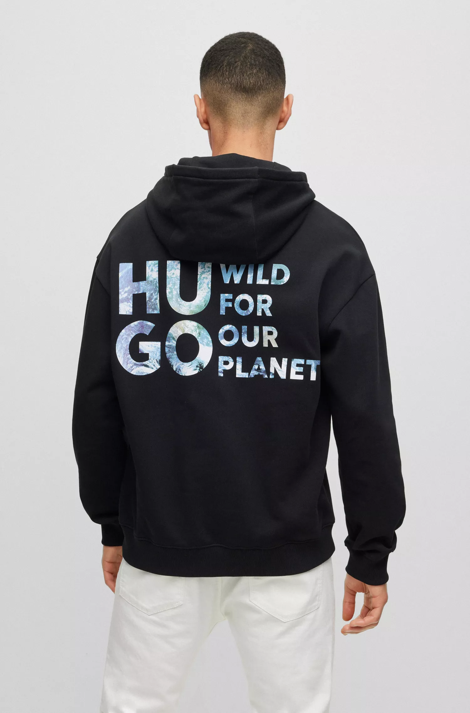 Moletom HUGO vermelho em algodão felpudo com estampas e logotipos da Earth.