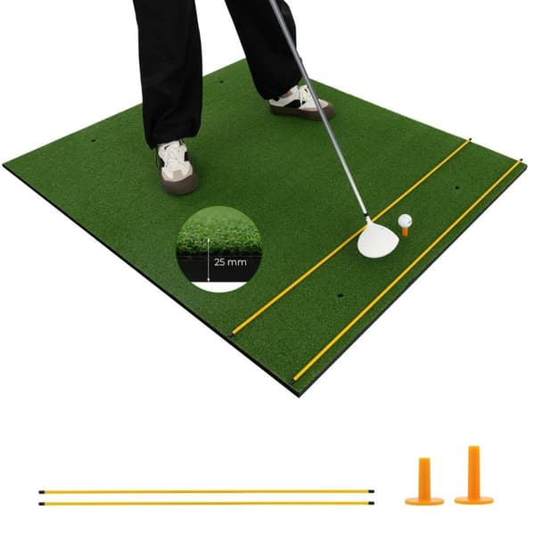 3 i 1 golfslagmatte med kunstgress 2 golf-tees 2 justeringsstenger og 6 forhåndsborede tee-hull 60