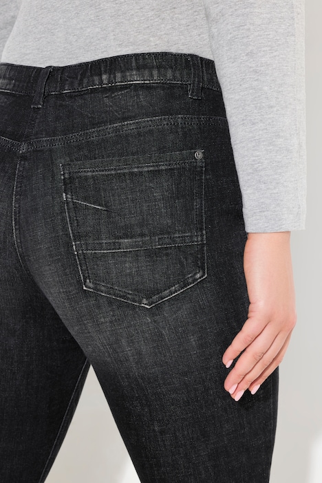 Boyfriend-Jeans, weites Bein, Ziernähte, 5-Pocket-Hose