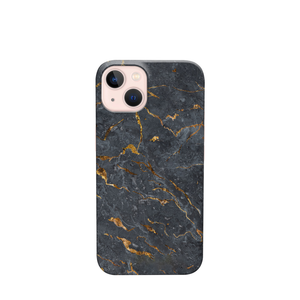 iPhone 13 Kunststoff Hülle Marmor Marble 4 - Schwarz