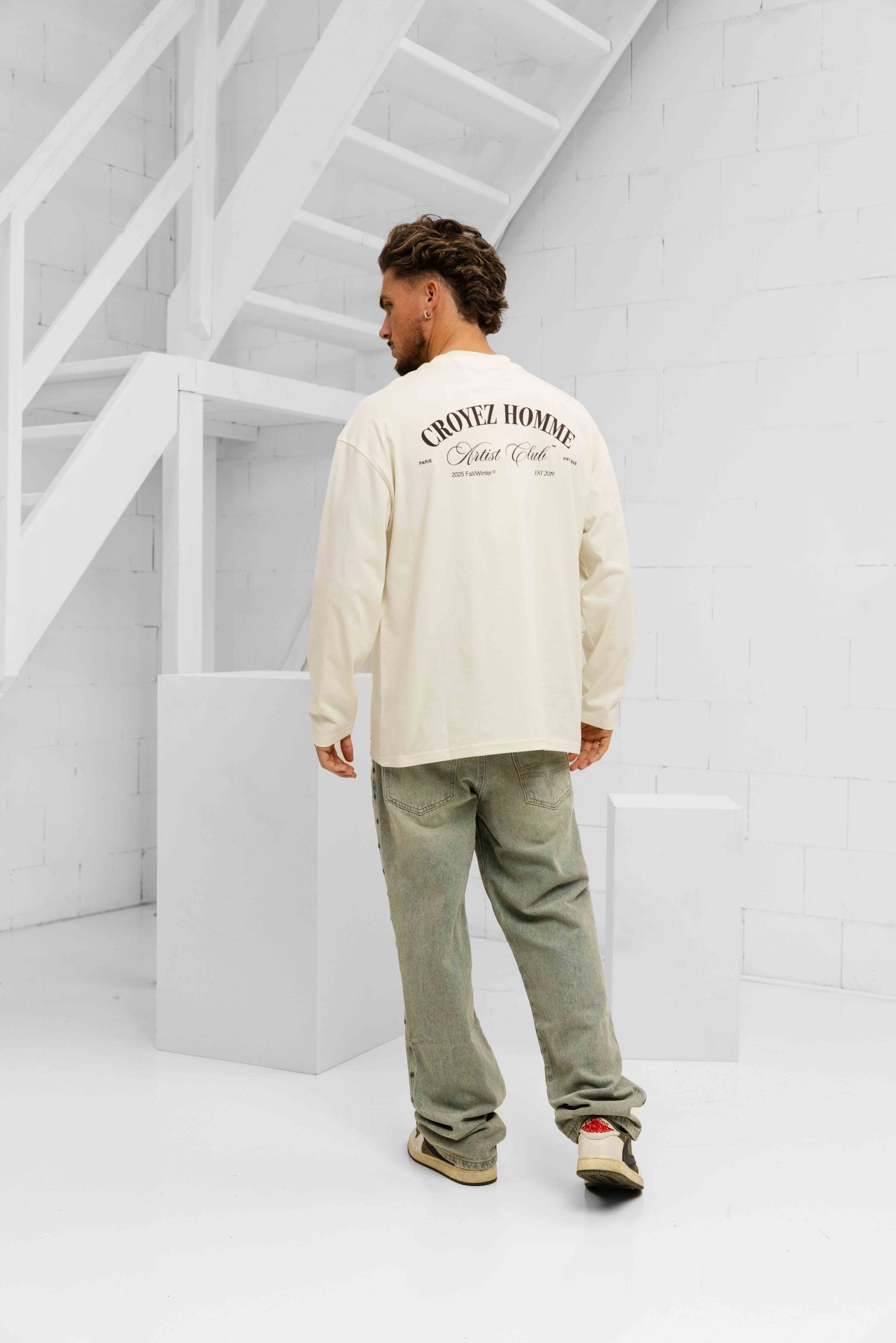 Croyez Artist Club Longsleeve T-Shirt Heren Gebroken Wit