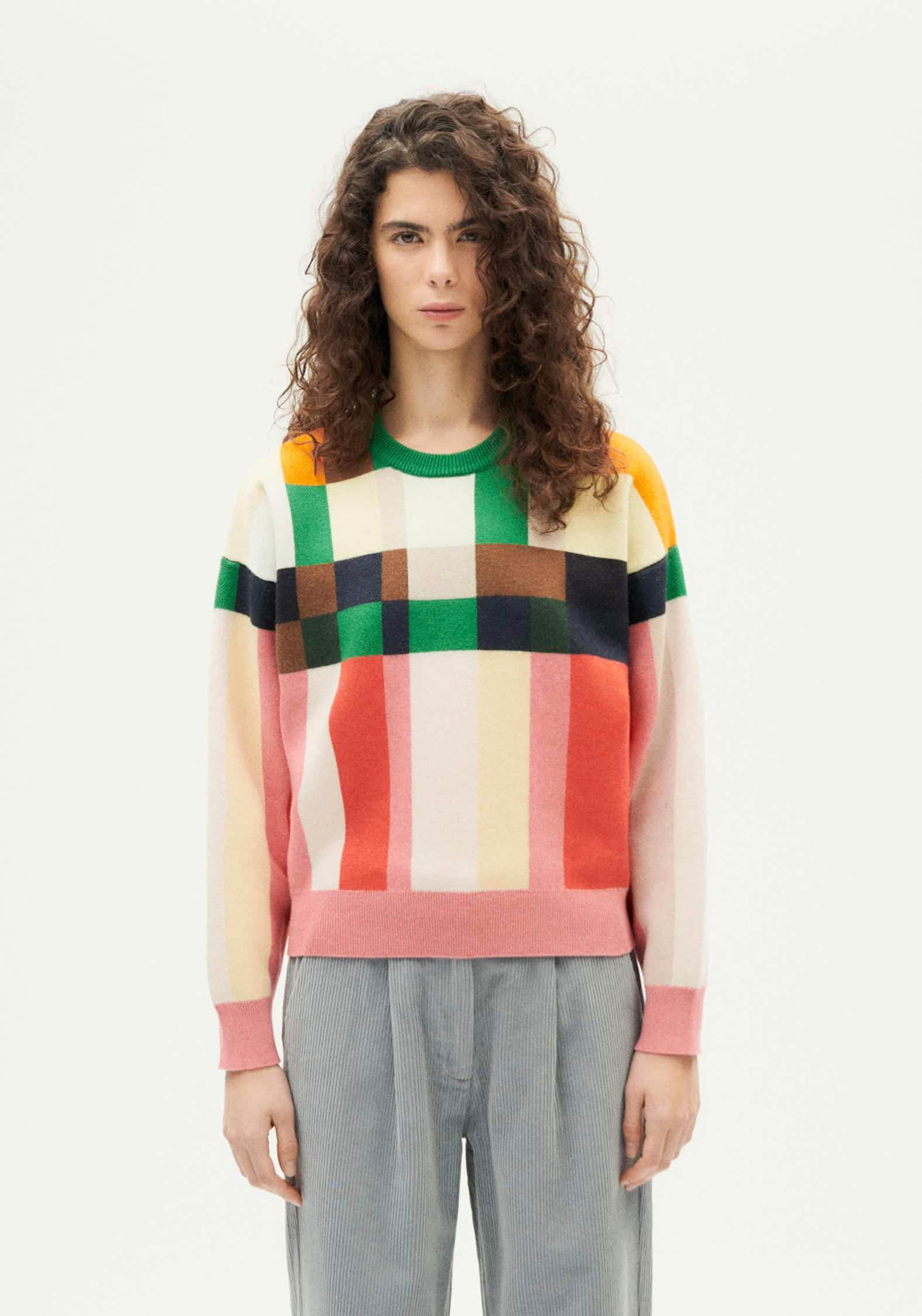 Thinking Mu Wollpullover Philis Grid