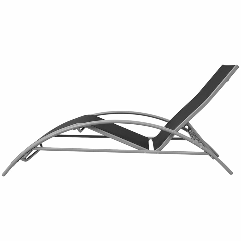 Lot de deux chaises longues transat avec table aluminium noir