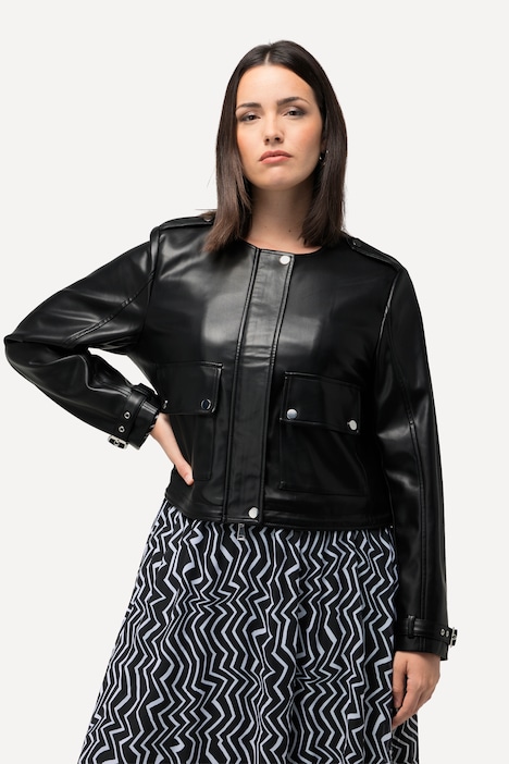 Jacke, Lederoptik, 2-Wege-Zipper, Schulterklappen