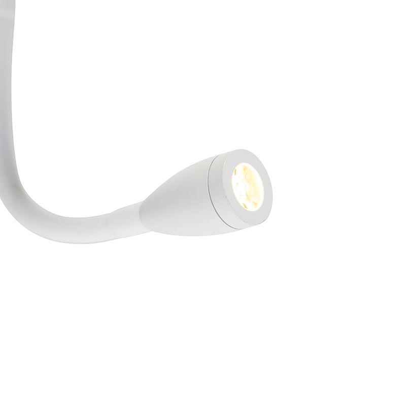 Moderne wandlamp wit met USB en flexarm - Flero