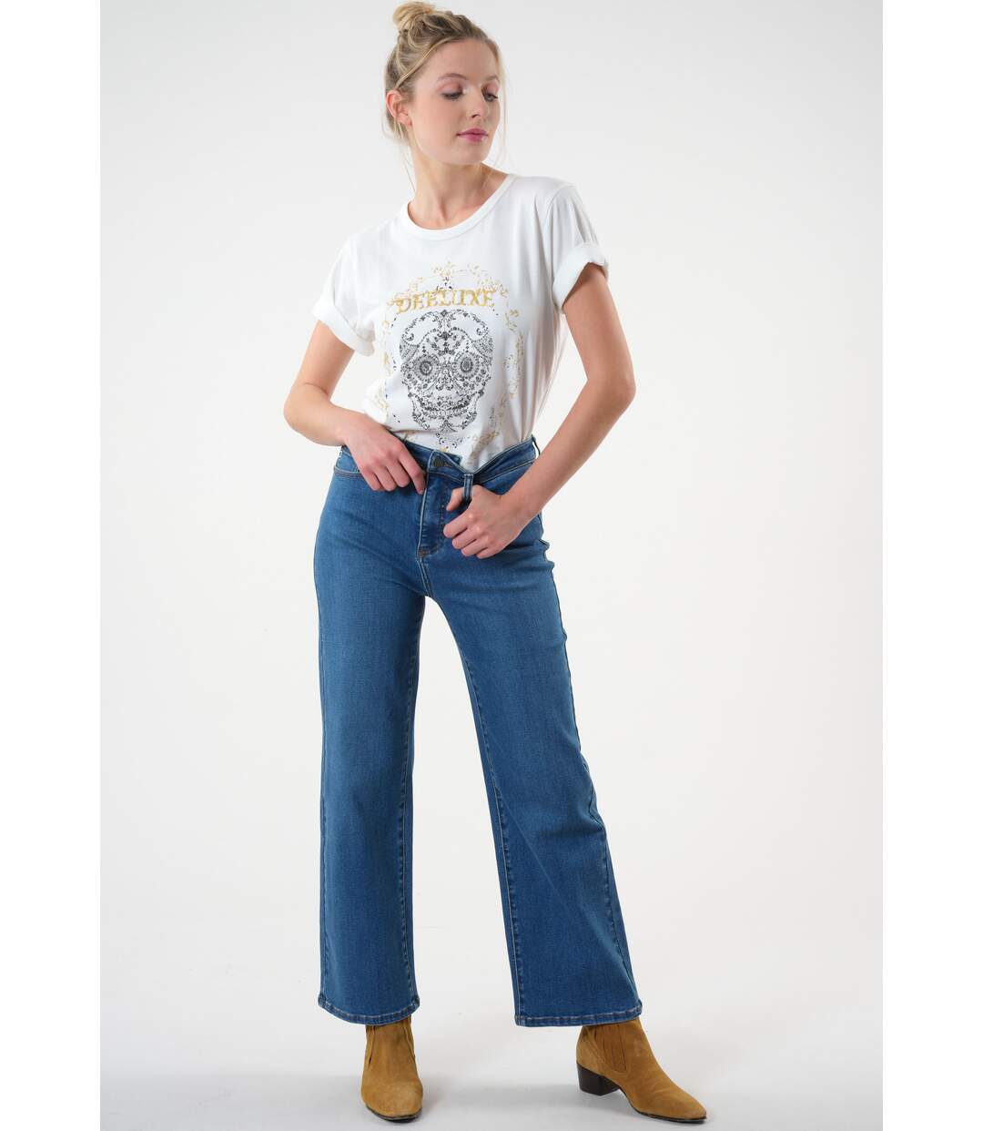 Jean taille haute coupe évasée FRIDA