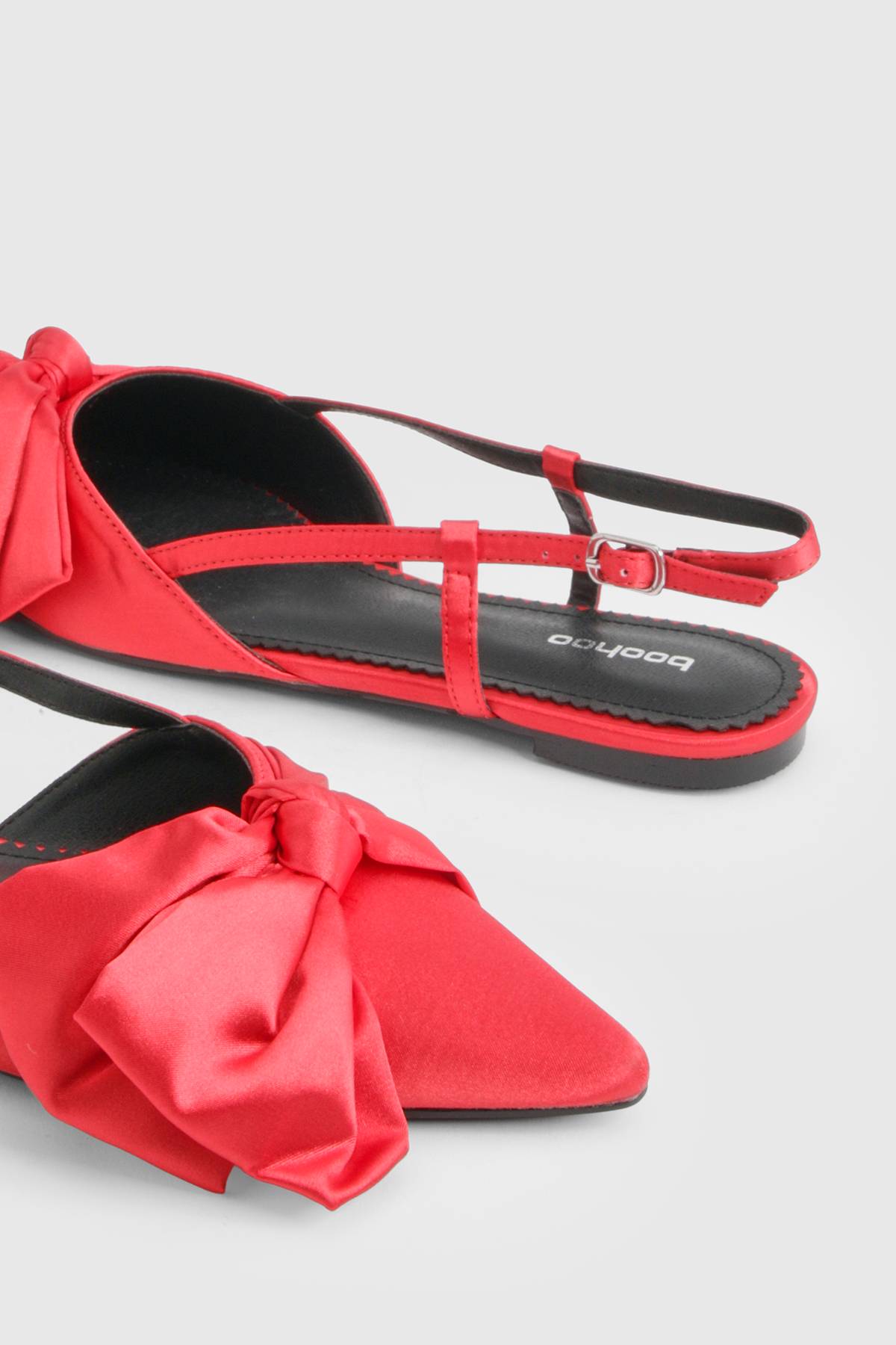 boohoo Ballerines Pointues Premium avec Détail Nœud