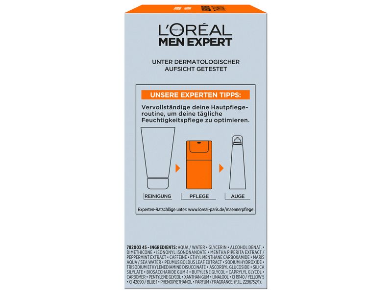 L'Oréal Men Expert Gesichtspflege Expert Day Cream Hydra En Kühlendes Feuchtigkeitsgel Anti-Glanz belebt die Haut und sorgt für Wohlbefinden