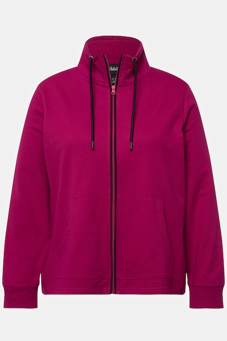 Sweatjacke, Stehkragen, Kängurutasche, hinten länger