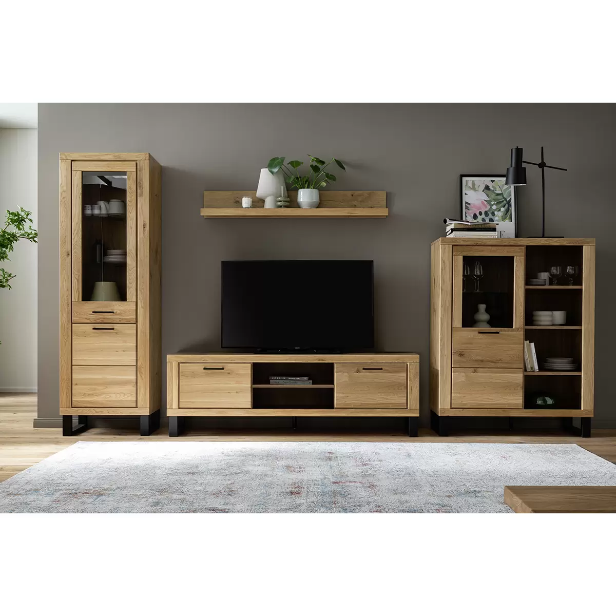 Highboard Kambo Eiche,schwarz