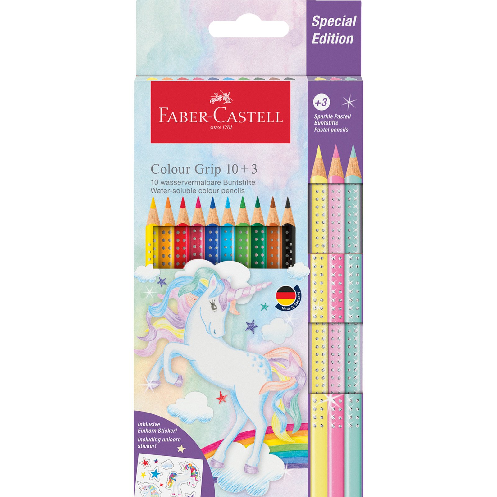 Faber-Castell Farbstifte Colour Grip Einhorn, 13 Stück