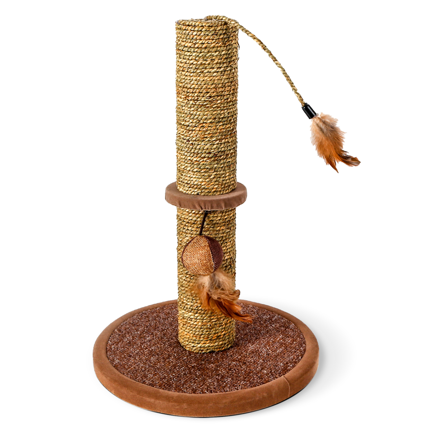 Arranhador de sisal para gatos Nobleza com brinquedo. Pequeno, marrom, 30 x 30 x 44 cm