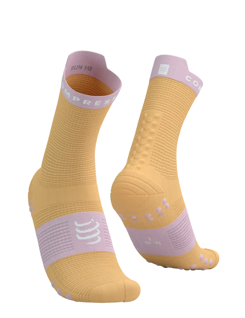 Compressport Pro Racing v4.0 Run High Compressiesokken Oranje/Roze