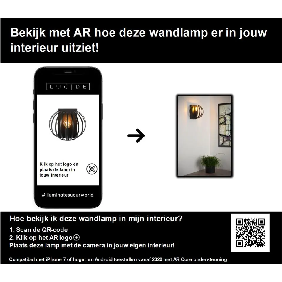 Lucide MANUELA Wandlamp - Zwart