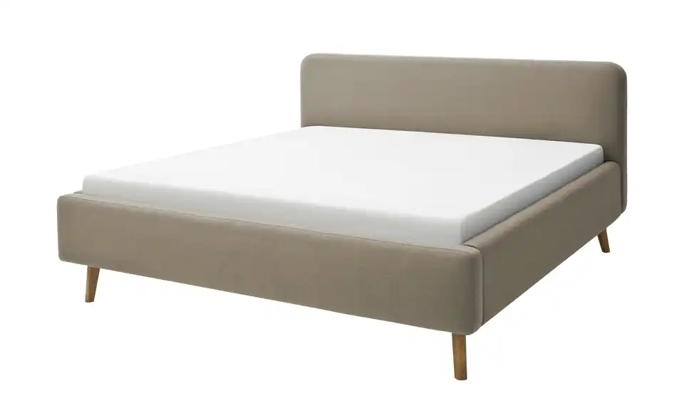 Polsterbettgestell Mattis Taupe Webstoff fein 160 cm ohne Bettkasten