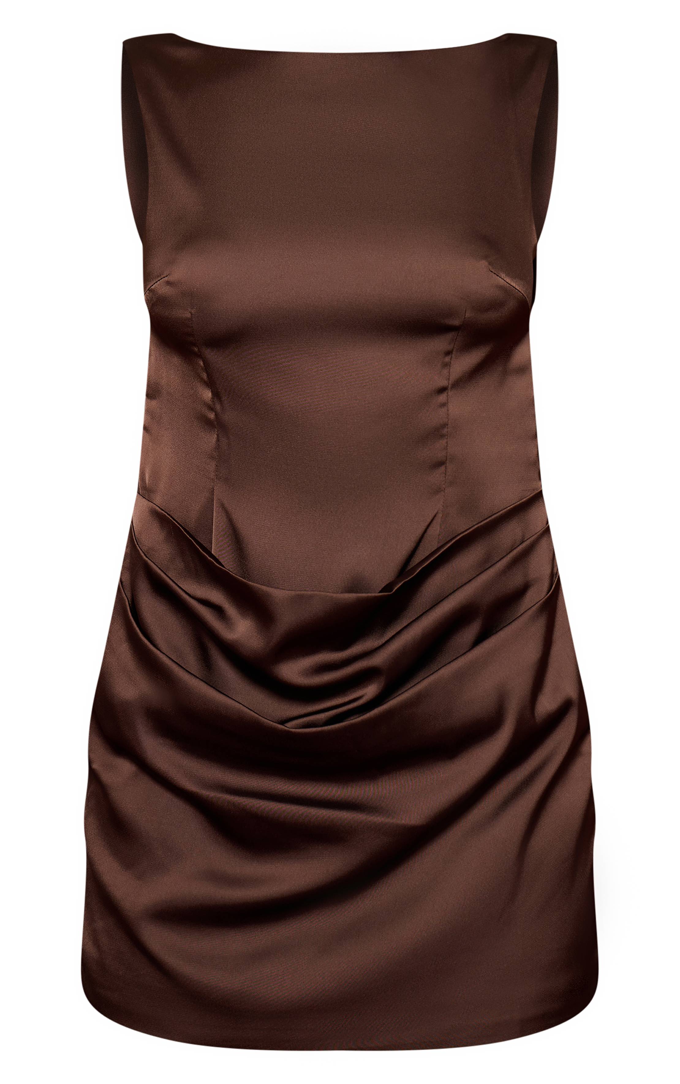 Chocolat Robe Mini En Satin