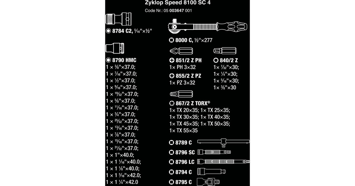 Wera8100 SC 4 Zyklop Speed ratelset gereedschapsset  (Zwart/groen, 38-delig, snelheidsratel met draaibare kop)