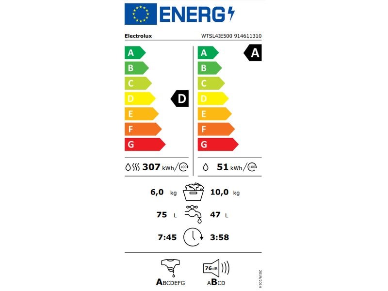 Electrolux Waschtrockner WTSL4IE500 10 kg / 6 kg Frontlader mit 10 / 6 kg Ladekapazität (Waschen / Trocknen)