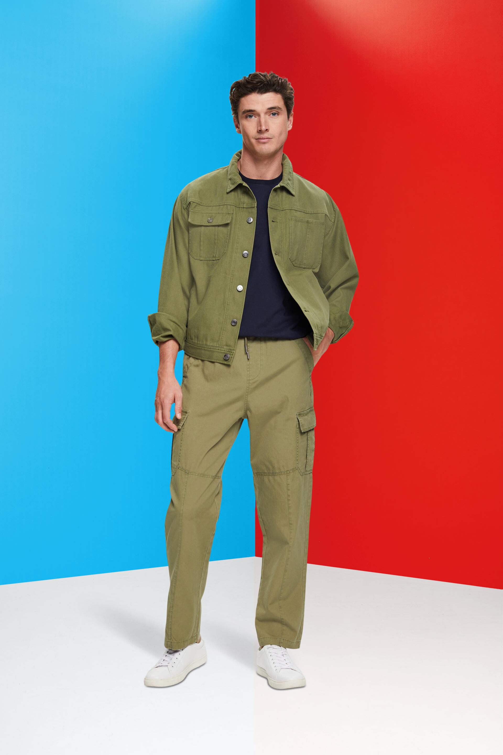 Pantalon cargo de coupe fuselée façon jogging en coton