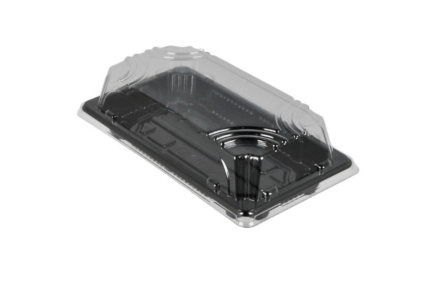 Sushi tray SY-01 + deksel 164x88x20mm Zwart
