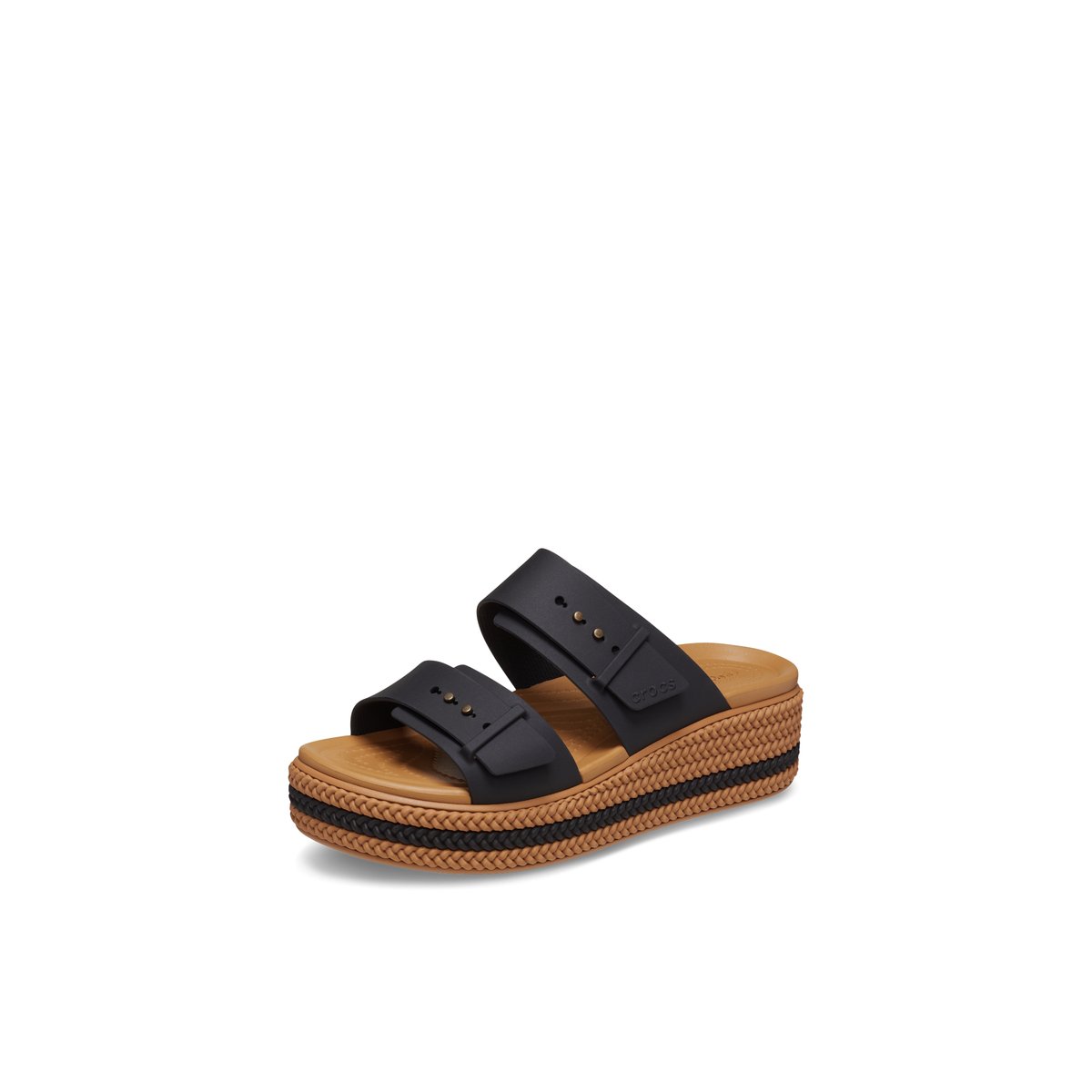 CROCS-Brooklyn_wov-Sandales à glissière - Talon compensé - Noir/Blanc