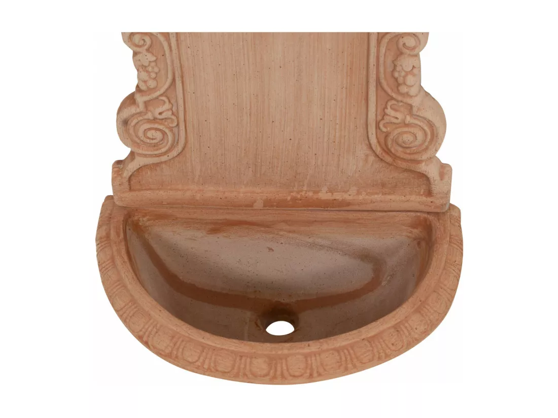 BISCOTTINI - Tradizione Italiana, Fontaine murale rustique d'extérieur, terre cuite toscane, Dimensions 40x64x24 cm