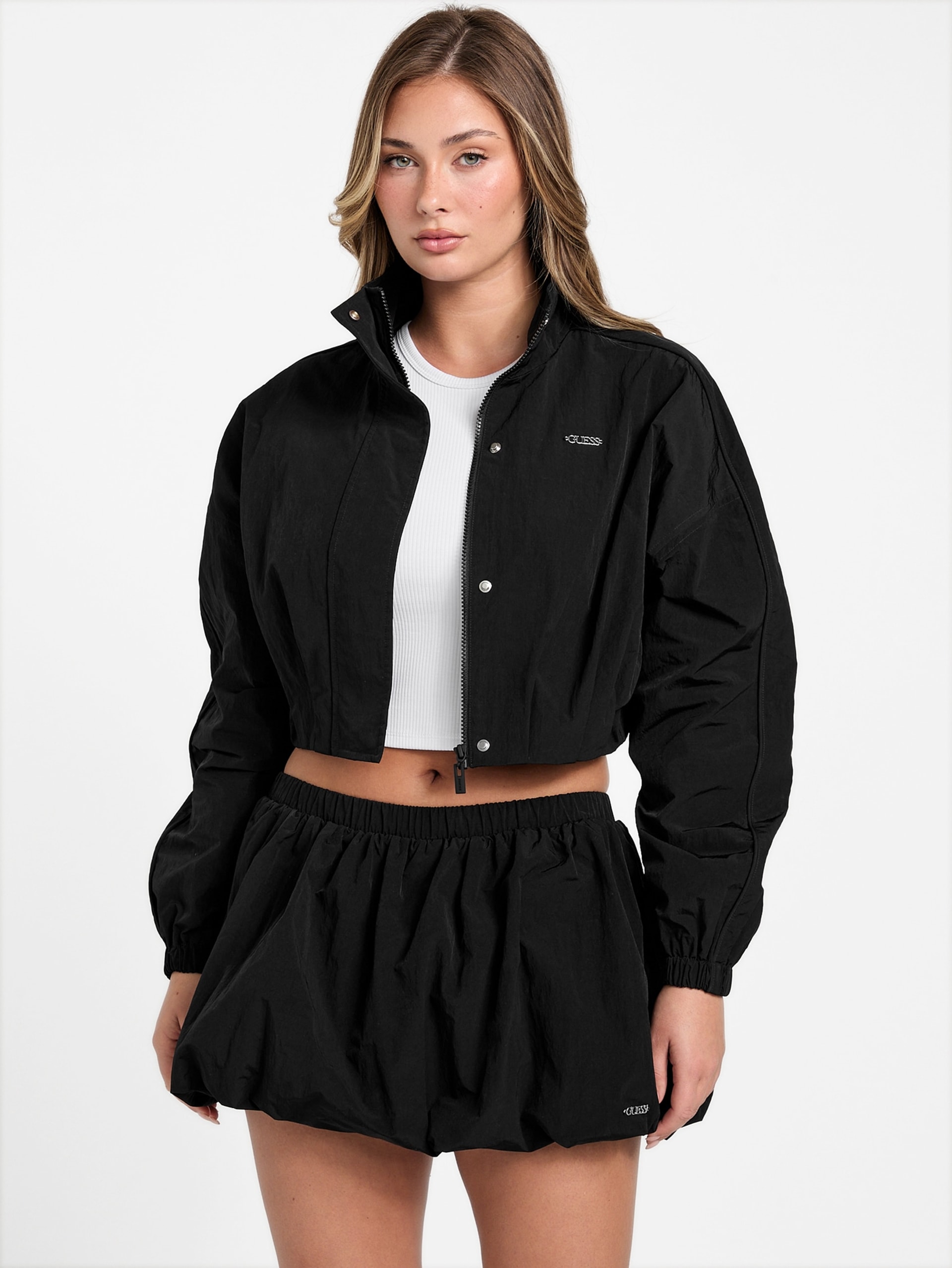 Jaqueta cropped Eco Nina em nylon