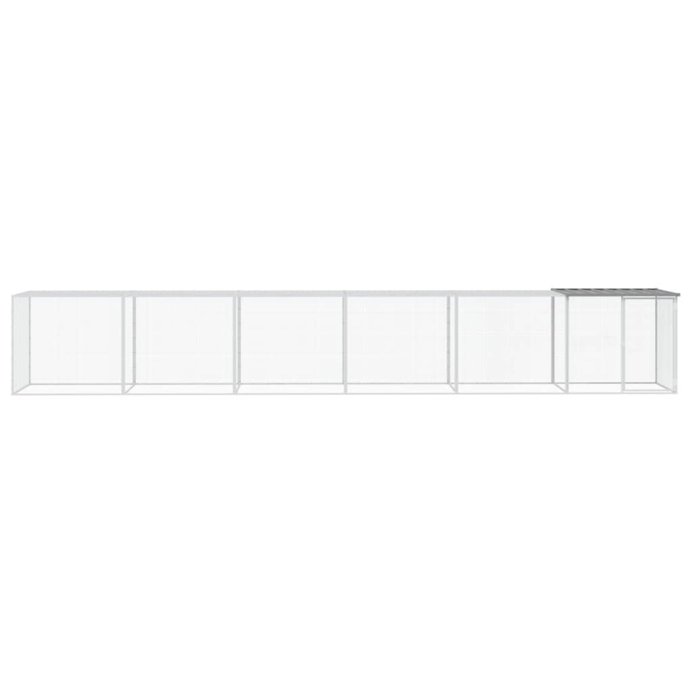 Poulailler avec toit gris clair 603x98x90 cm acier galvanisé