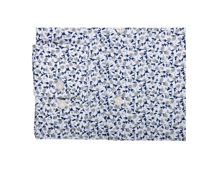 Chemise homme blanche à imprimé fleuri blanc et taupe - HÉMÉRIC