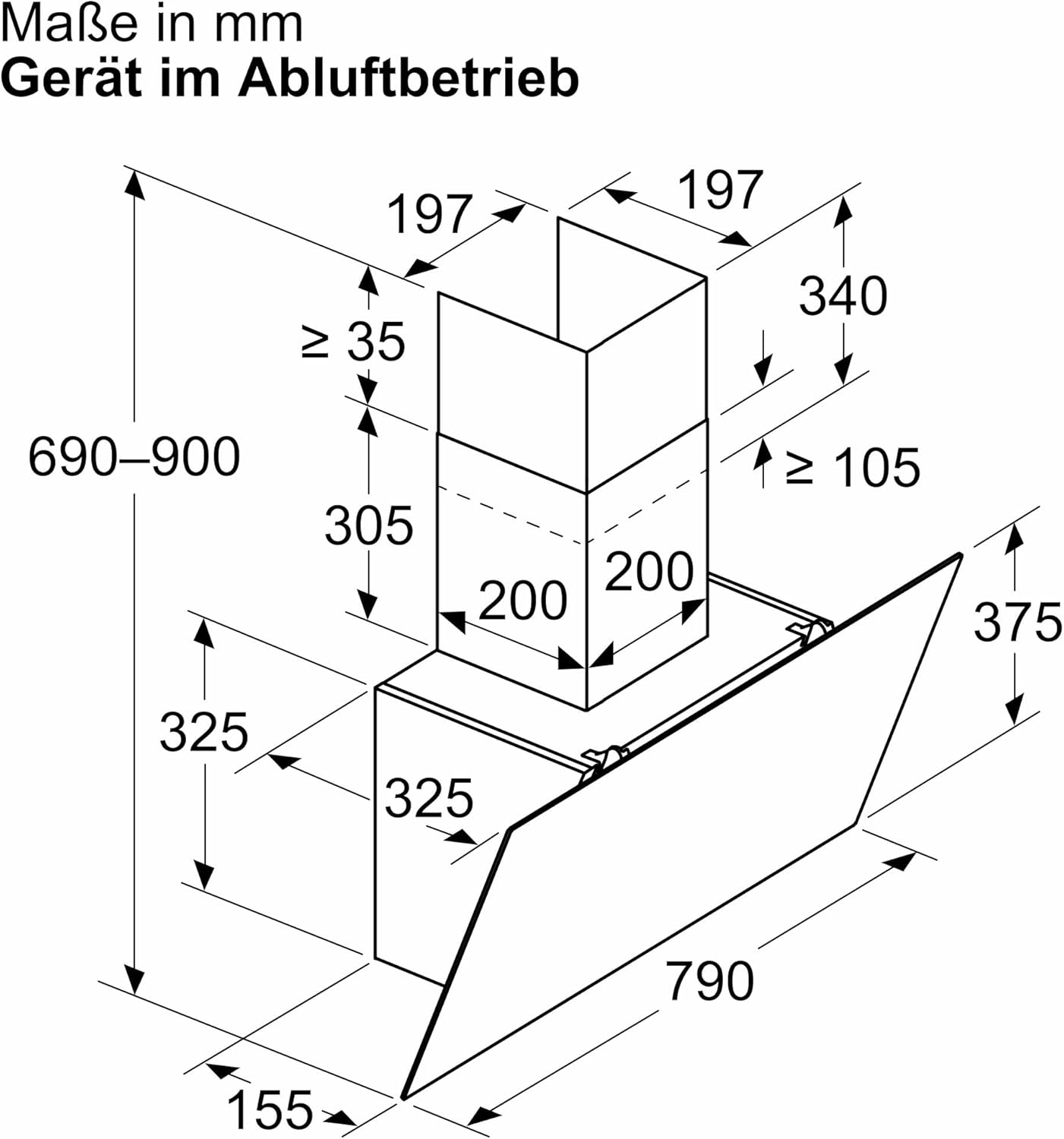 Bosch DWK85DK60 Serie 2 Wandesse, 80 cm breit, Umluft oder Abluft, Leiser Motor, Touch Select Basic, LED-Beleuchtung, Filtersättigung, Leicht zu reinigender Innenraum