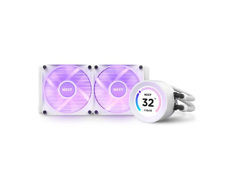 NZXT Wasserkühlung Kraken Elite RGB 240 Weiss Wasserkühler für Intel und AMD Prozessorsockel mit LCD-Display und leuchtenden, leisen RGB-Lüftern