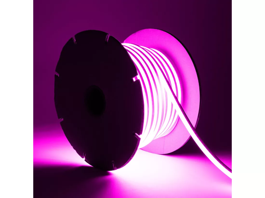 Bobine Ruban Néon LED Dimmable 220V SFLEX8 50 Mètres IP65 Coupe à chaque 100 cm Rose