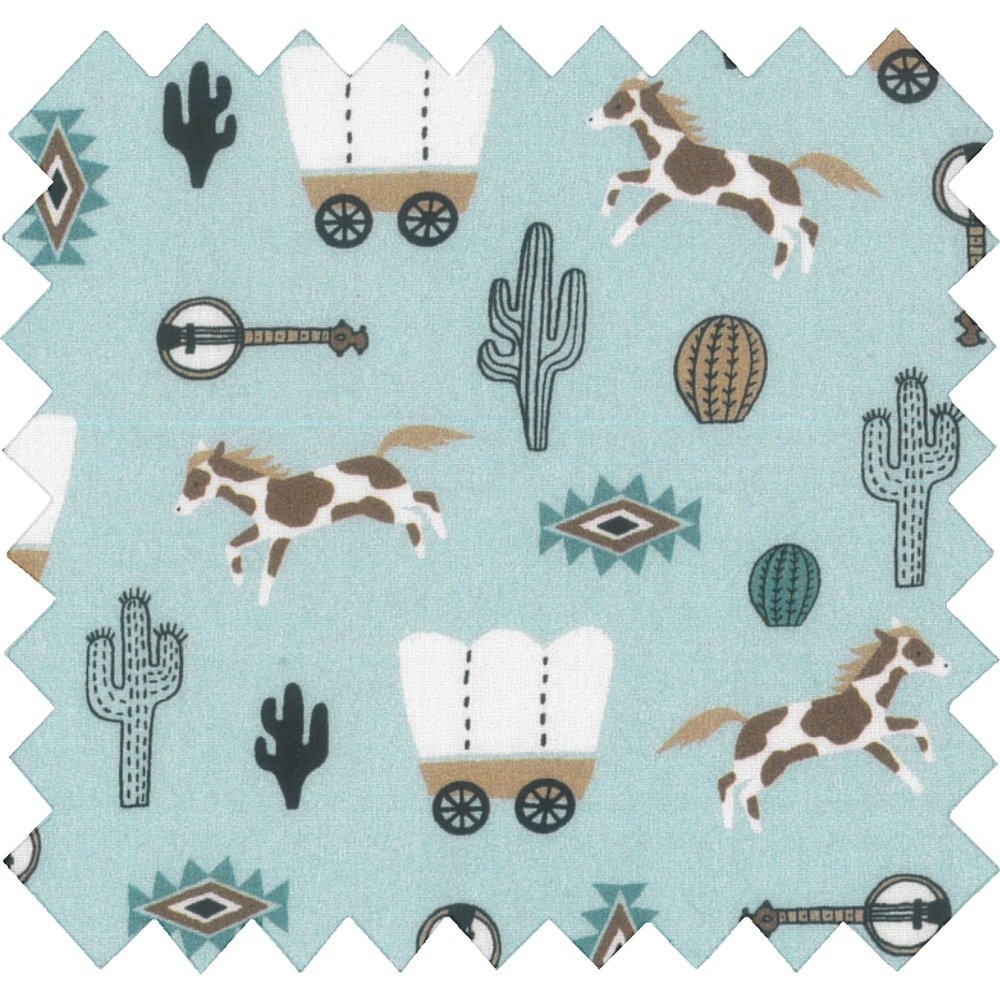 Coupon Tissu Enduit De 35Cm Bleu Western