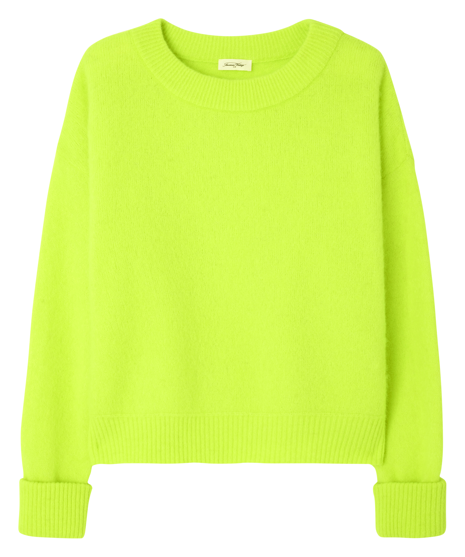 VITOW - Pull ample col rond en laine mélangée| Jaune