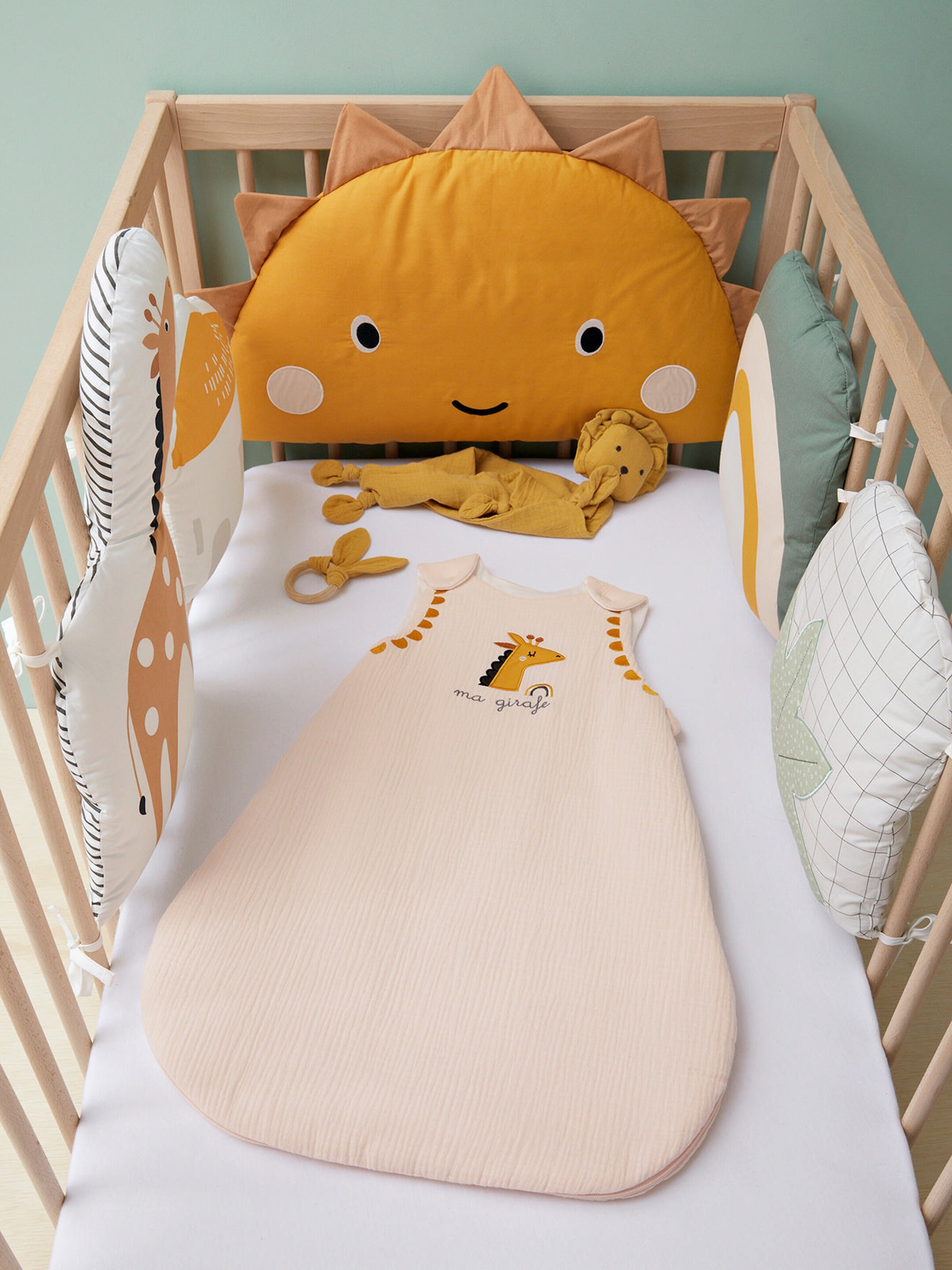 Vertbaudet Baby Bettumrandung TANSANIA senfgelb/mehrfarbig