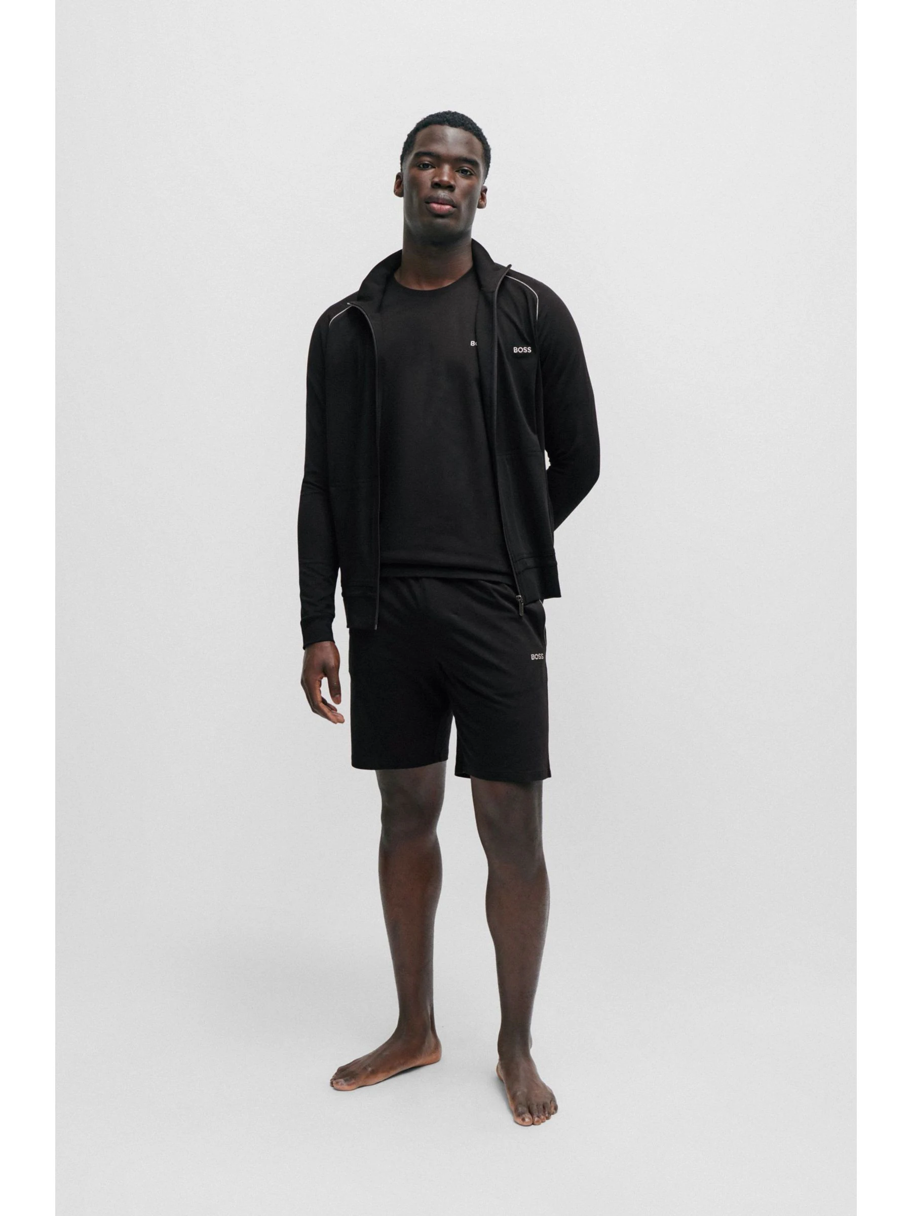 Zwart - BOSS Regular-Fit stretchy Short met Logo