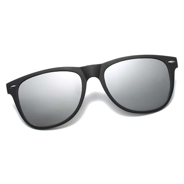 Polariserte Wayfarer Clip On Solbriller Flip Up Sølv speillinser