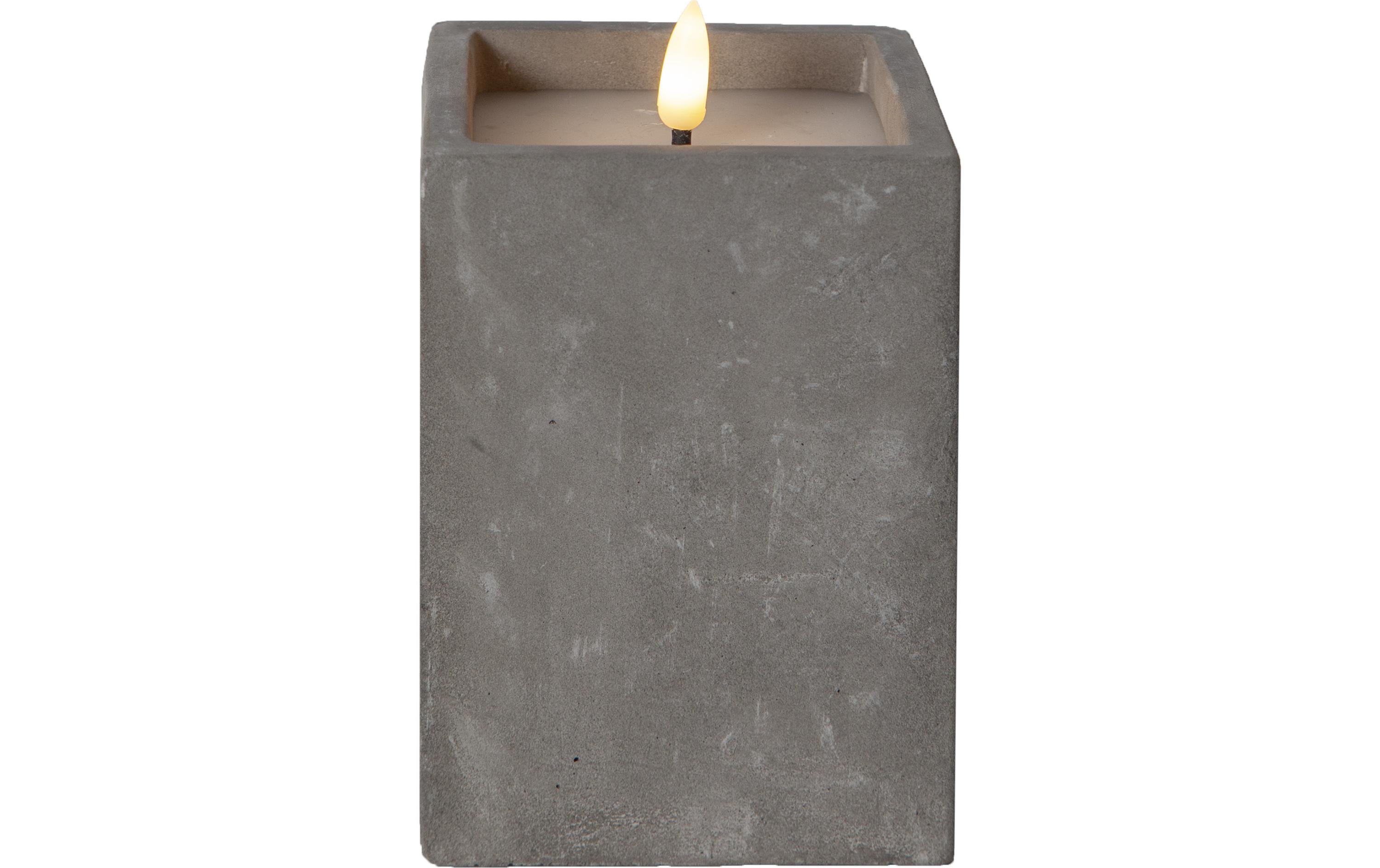 LED-Kerze Flamme Cem, 9 x 9 x 14.5 cm, GrauKünstliche Kerze mit beweglicher Flamme