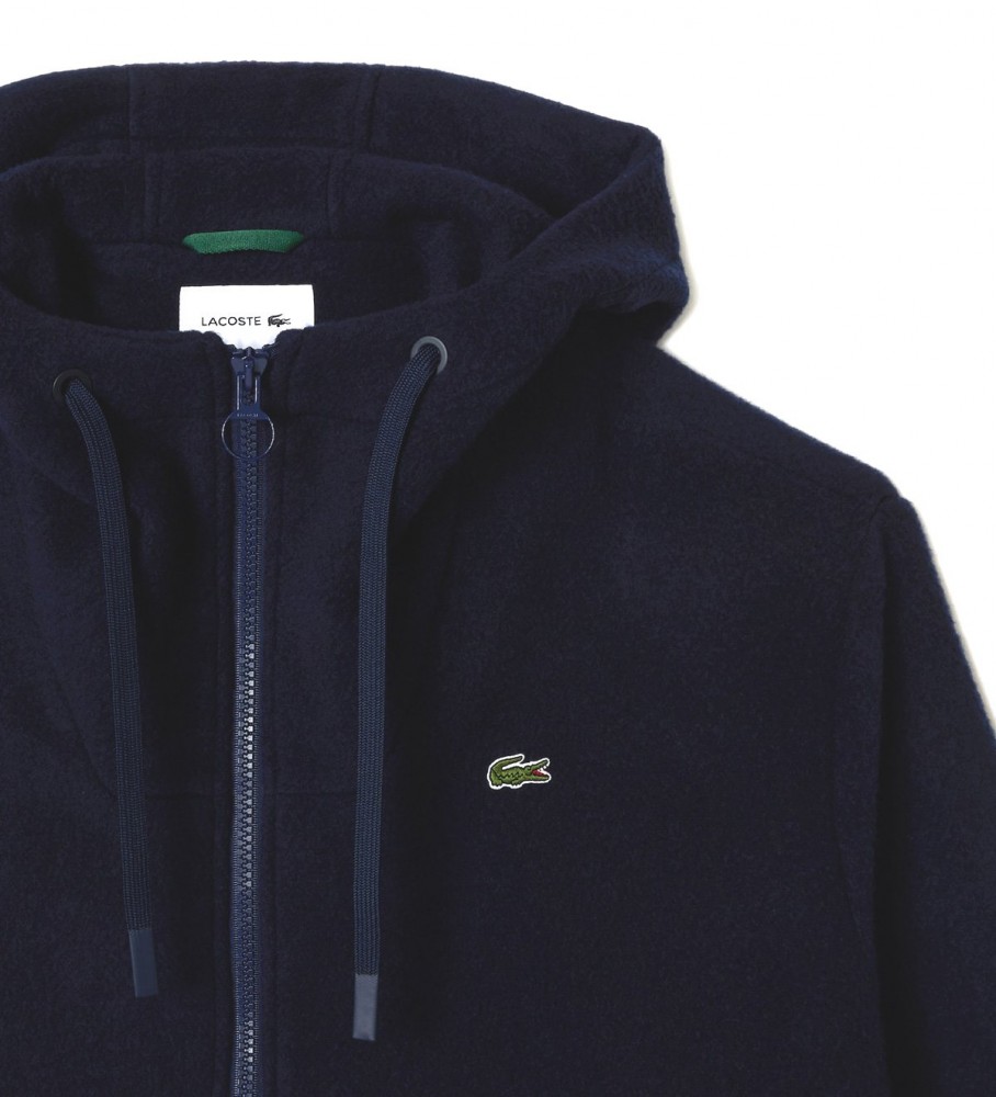 Casaco curto oversized Lacoste azul-marinho em lã reciclada