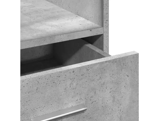 Pupitre avec roues et tiroir gris béton bois d'ingénierie