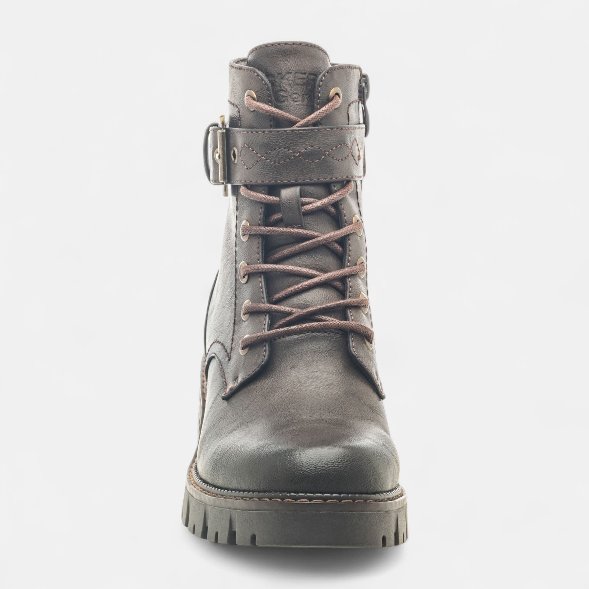 Bottines à lacets à talon Femme marron