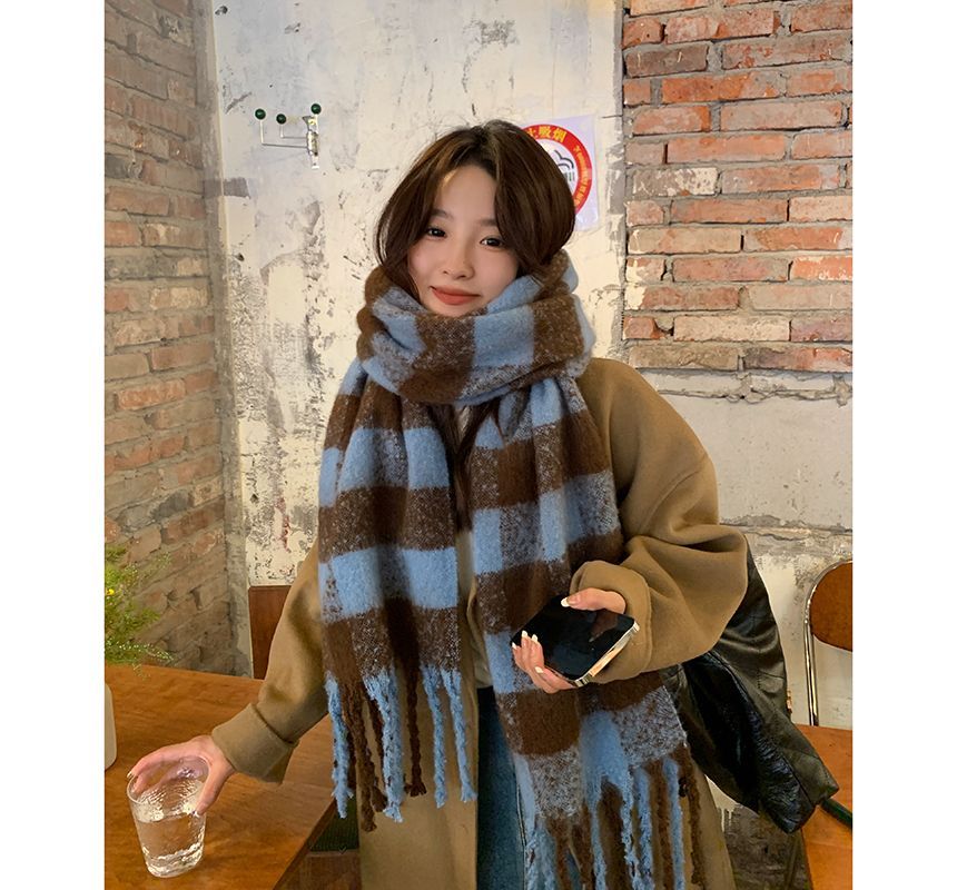 Combon - Sherpa Fleece geruite sjaal