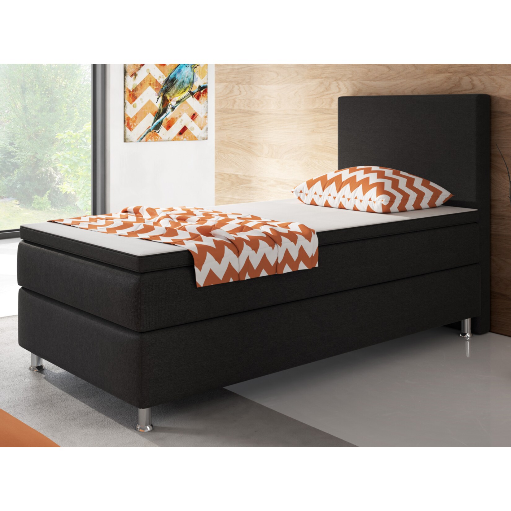 Inter Handels Boxspringbett Berlin 90x200 schwarz