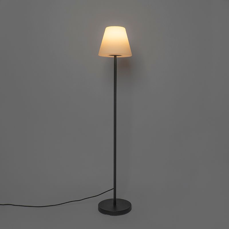 Smart moderne buiten vloerlamp zwart kap wit  incl. Wifi A60 - Virginia