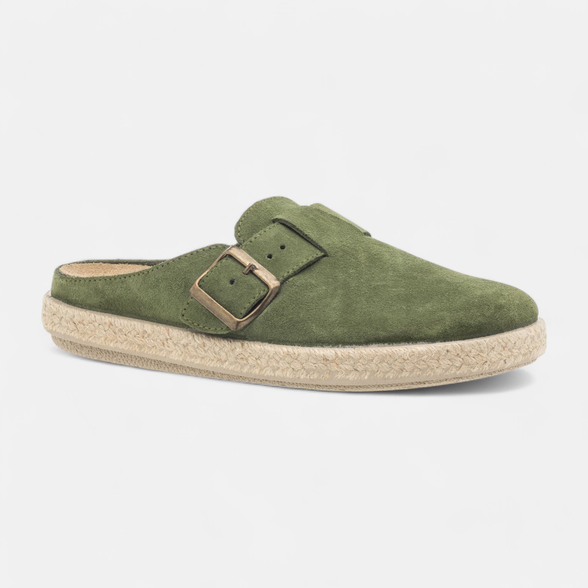 Mules Femme en cuir kaki