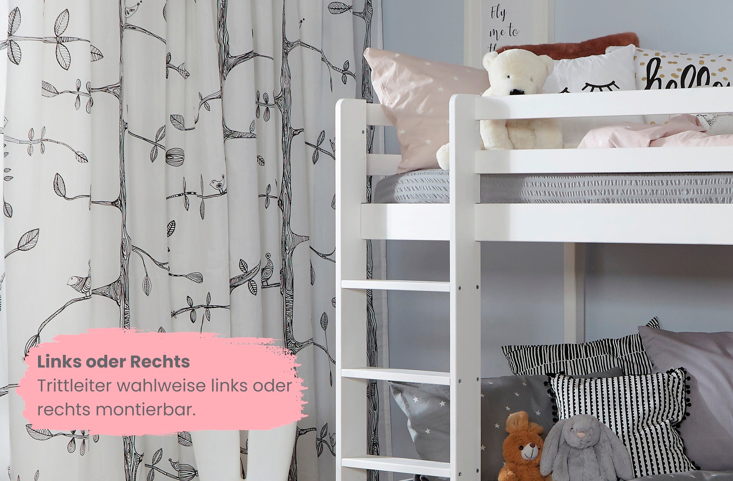 Ticaa Etagenbett Stockbett Rene Kiefer massiv Weiß