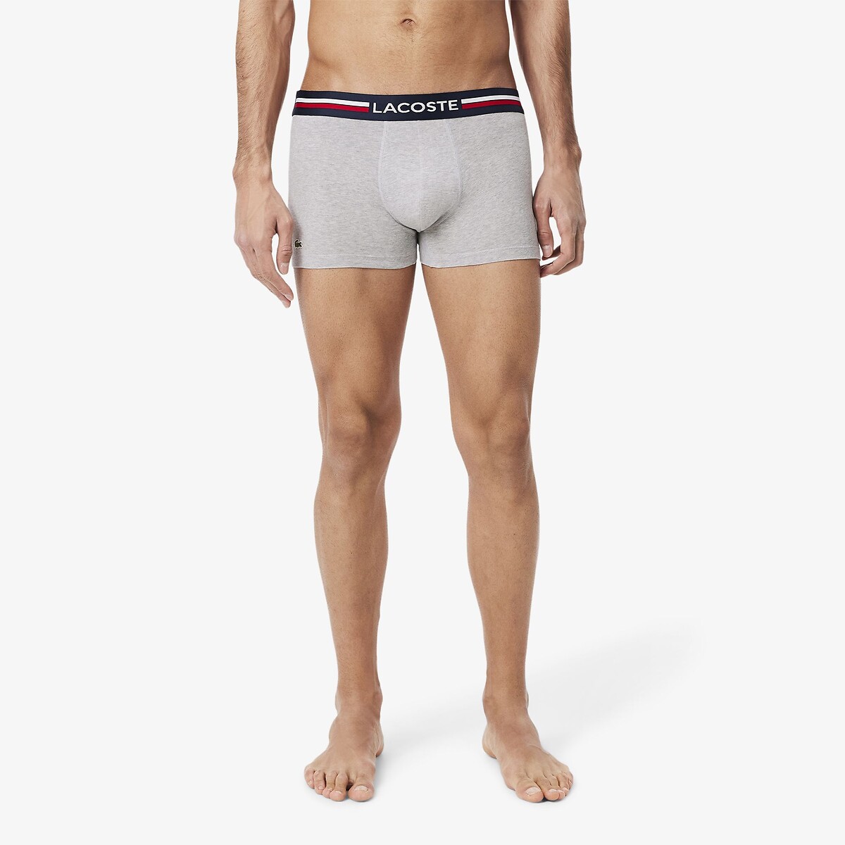 LACOSTE<br>Conjunto de 3 cuecas boxer lisas, algodão elástico