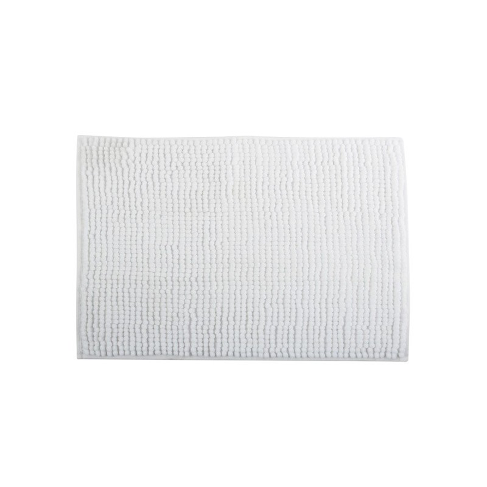 (40x60cm) Chenille Mikrofaser Badteppich Anti-Rutsch Dusch Matte Badewannen Vorleger (141614) - Weiss
