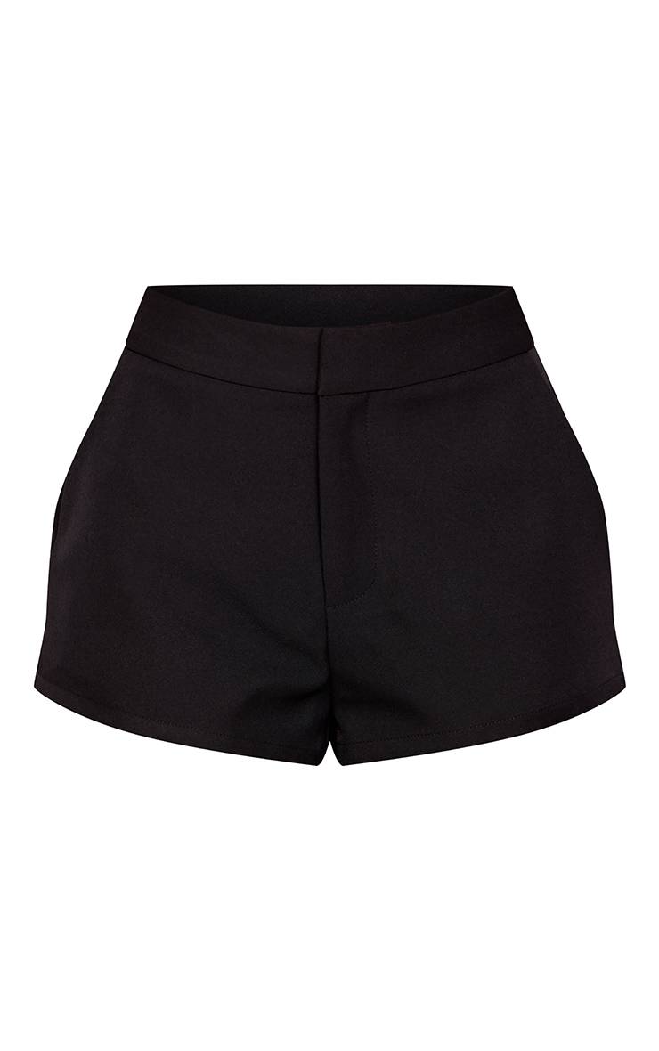 Noir Short Tissé Taille Mi-haute Ensemble Coordonné